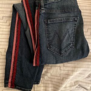 Mother looker jeans high waisted pink stripe